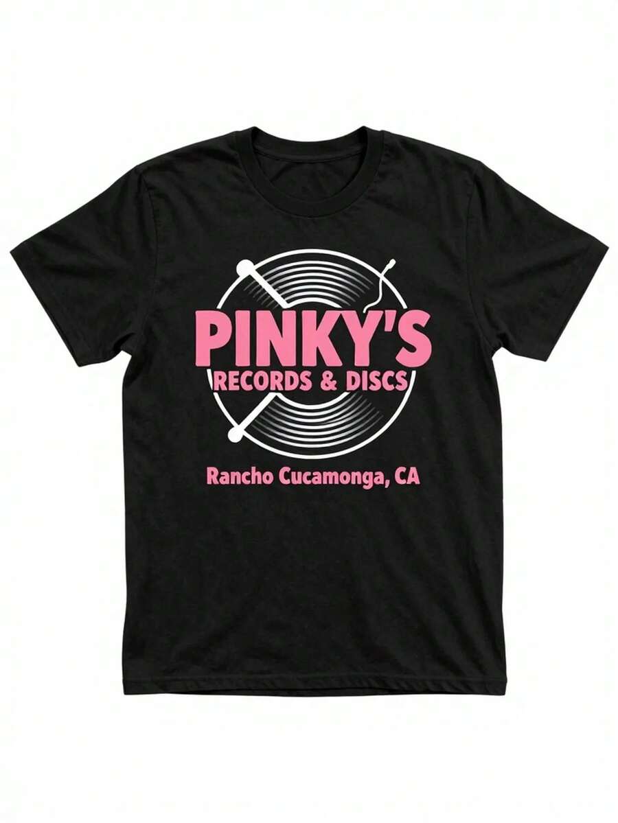 Camiseta Deportiva Casual para con Diseño de Texto Rosa - Camiseta Elástica de Cuello en V, Lavable aáquina, Ajuste Cómodo y Perfecta para Todas las Estaciones, para Estilo Casual. - Negro - Ver 1