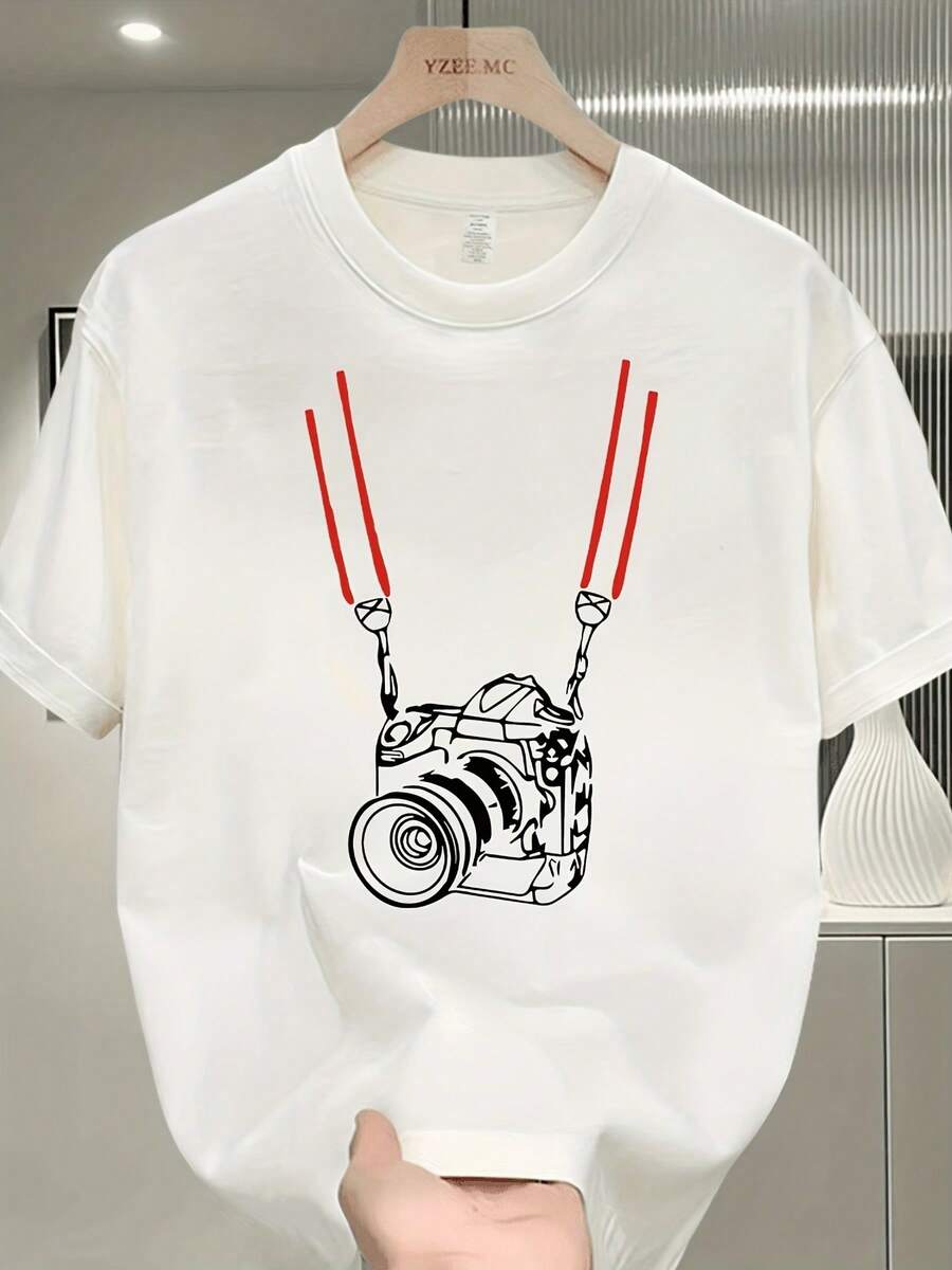 Camiseta de manga corta para hombre,% algodón, de marca de moda, estilo moderno, talla, versátil y casual, adecuada para todas las estaciones. Se puede usar como capa base en primavera y otoño o sola en verano. Estilo unisex, perfecta para amigos. Camiseta de marca de moda,% algodón y de alta calidad. - Blanco - Ver 1