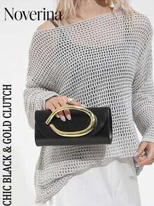 Retro Vintage Solid Color Clutch Wallet, All-Match Carry On Purse, Stylish PU Bag For Women, And For Wedding, Party, Prom, Dinner, Fashionable Clutch Bags For Woman , Wedding - 黑色 - 查看 4