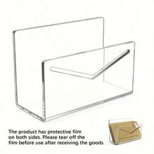 1pc Transparent Acrylic Mail Holder, Envelope Storage Rack, Upright Desktop Letter Organizer Box, Lightweight Tabletop Bill Sorter, Suitable For Home, Office And School - A - View 6