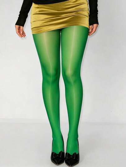 1 par de pantimedia brillantes y sexys para mujer de talla grande, ultra delgados y transpirables, elegantes y versátiles. Ideales como leggings de moda para fiestas y vida nocturna, también perfectos para uso diario, compras, citas y atuendos casuales.