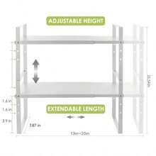 Across-Star - Estante organizador expandible para gabinete soporte apilable para mostrador de cocina estante de despensa de altura ajustable estante para especias blanco paquete de 2   39586756 - Blancopaquete de 2 - Ver 3