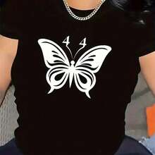 Camisetas esenciales actualizadas para mujer: Ropa cómoda para todo el día, suave y ligera, con estampados. Adecuadas como regalo. playera de mujer. blusas>elegantes. boho chic,Top de mujer - Negro - Ver 7