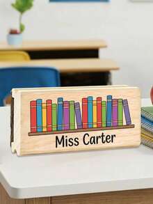 1pc Customizable Teacher Name Chalkboard Eraser, Personalized Text Cartoon Teaching Board Eraser, Classroom And Office Essential Cleaning Supplies, Teacher Daily Work Supplies, Back To School Season Classroom Must-Haves - Model 2 - View 10