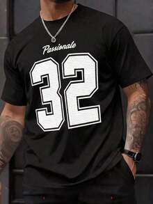Camiseta de manga corta con cuello redondo y diseño sencillo para hombres - Negro - Ver 9