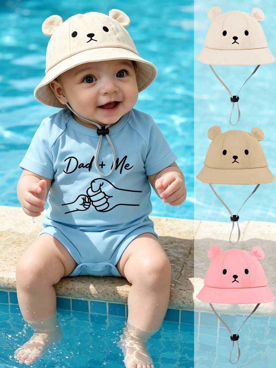 1pc Toddler Bear Pattern Breathable Sun Hat, Cute Versatile Baby Bucket Hat, Suitable For 0-2 Years Old In Spring And Summer - Multicolor - View 1