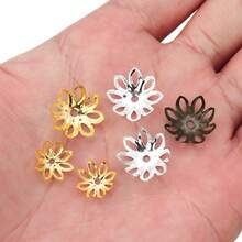 100pcs/Pack Iron Plated Octagonal Flower Bead Caps, Elegant Flower Caps For Necklace, Earrings, Pendant DIY Jewelry Making - Octagonal Flower Receptacle - View 3