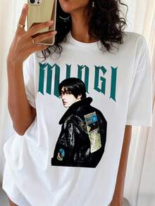 90s Retro Mingi AteezS T-Shirt, Vintage K-Pop Style - White - View 6