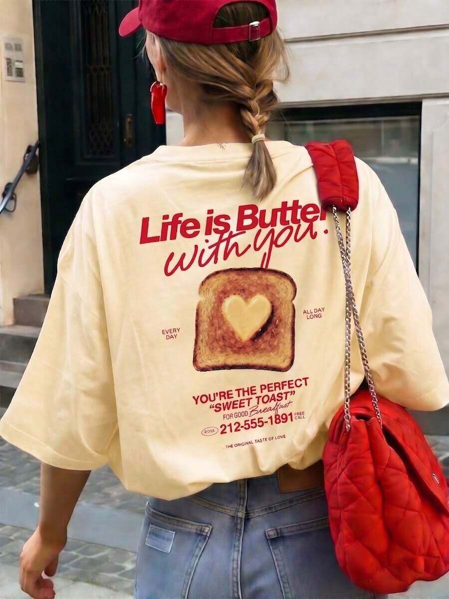1 pieza Camiseta de mujer de manga corta y cuello redondo para verano, blanca con estampado de letras en inglés, corte holgado y casual, cómoda para usar en verano, adecuada para la playa, la calle, actividades diarias, el trabajo, la oficina, fiestas y otras ocasiones - Blanco - Ver 1