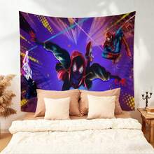 1pc Spider-Man Happy Birthday Backdrop Marvel Superhero Boy Party Decoration Cartoon Photography Background Indoor Holiday Gathering Scene Layout Cake Table Wall Tapestry Anime Fan Birthday Party Props Wall Hanging Decor - 多色 - 查看 3