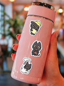 50pcs Black Cat Stickers Cute Animal Stickers Cat Party Gifts Waterproof Vinyl Stickers - Multicolor - View 5