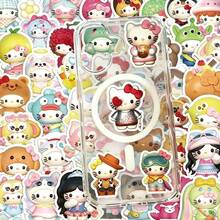 SANRIO 60张卡通小猫咪可爱涂鸦贴纸，多巴胺贴纸，日式ins风创意小猫咪贴纸，适用于剪贴簿、笔记本、水瓶、笔记本电脑、手机、生日贺卡、礼品包装、返校用品、节日礼物 - 彩色 - 查看 6