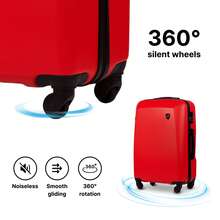 W WINGS 20"、24"、28" ABS+ 硬殼行李箱套裝 | 密碼鎖、伸縮拉桿、360°旋轉輪，適用於度假與商務出差 - 紅色 - 查看 6