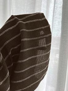 Pantalones casuales de mujer de corte holgado a rayas, versátiles para uso diario, estilo universitario - Café integral - Ver 5