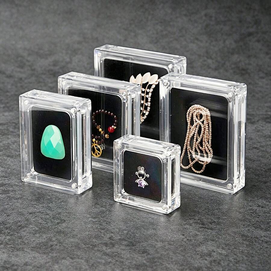 1个透明磁性亚克力展示盒，用于磁性收纳手链、项链、珠宝、手镯、戒指和其他透明亚克力配件