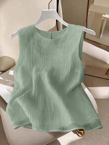 de tirantes de unicolor casual de talla grande, verano - Verde - Ver 1