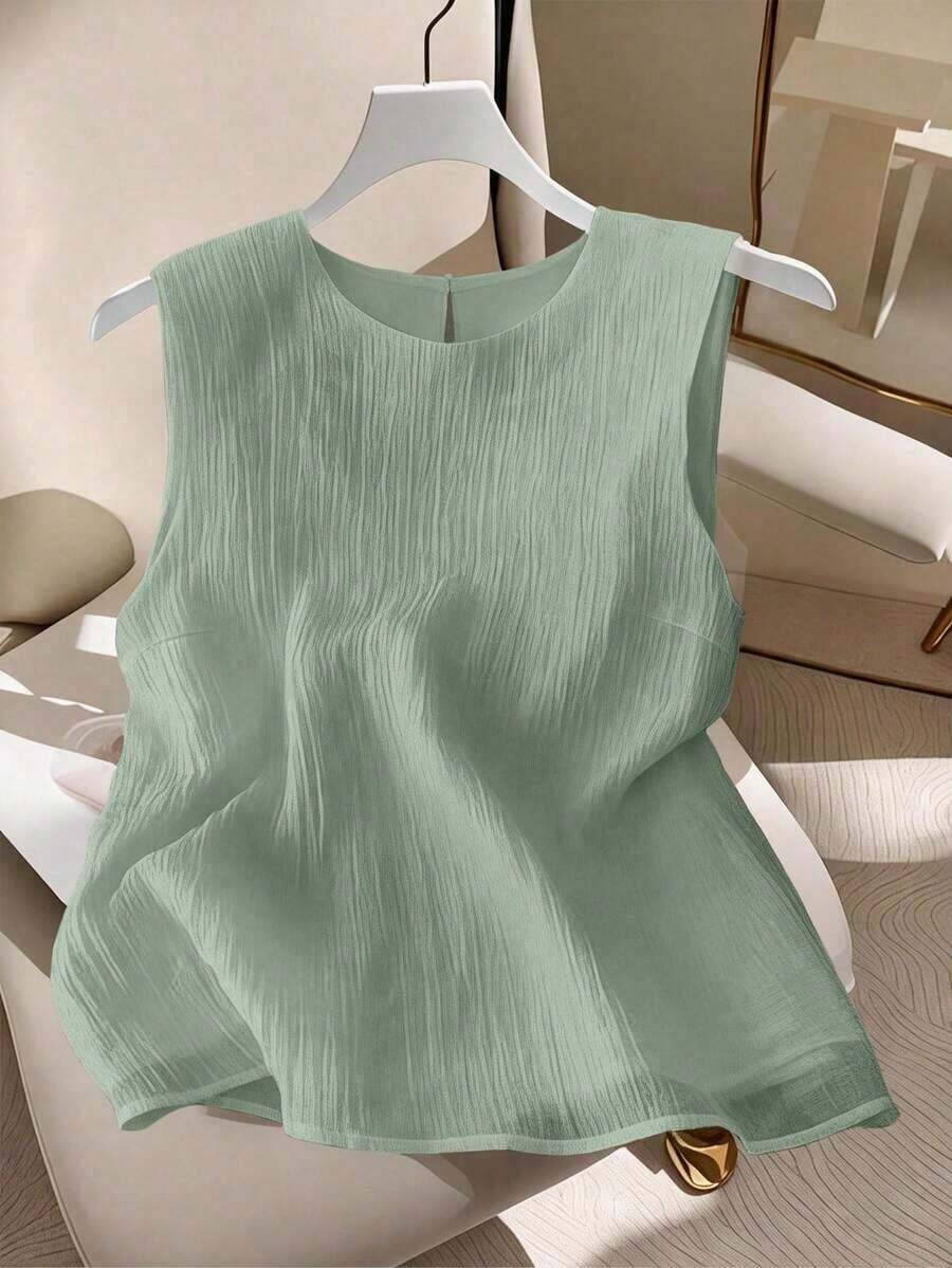 de tirantes de unicolor casual de talla grande, verano - Verde - Ver 1