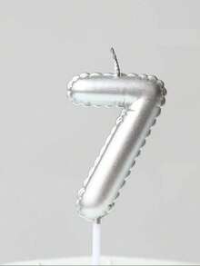 1pc Silver Floral Decorative Balloon Shaped Birthday Candle, Hand-Painted Birthday Number 0-9 Birthday Candle, Happy Birthday Cake Decoration, Birthday Party Decoration, Suitable For Birthday, Anniversary, Gender Reveal Party, Bachelorette Party, Graduation Ceremony - Silver - View 20
