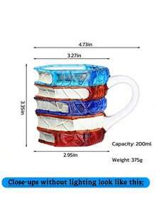 3D Book Shaped Coffee/Glass Cup, Stacked Book Design - A Gift For Literature Lovers, Suitable For Book Enthusiasts, Readers, Writers And Collectors. Unique Book Shaped Desktop Cup, Ideal Choice For Valentine's Day And Christmas. - Multicolor - View 10