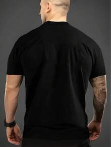 Day Of The Dead Themed T-Shirt, Sugar Skull Design With Cat And Moon, 220 Grams Weight. Men's T-Shirt Made Of Pure Cotton, Comfortable And Versatile, Soft And Breathable, Short Sleeve. - 黑色 - 查看 3