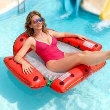 1 pieza Hamaca inflable plegable para adultos, flotador de frutas para nadar, flotador de agua simple, adecuado para adultos para la piscina, la playa y otras actividades acuáticas. Presenta un flotador de piscina multifuncional de PVC, una silla de salón y capacidades de deriva - Multicolor - Ver 13