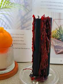 10/5/2pcs Black Exterior Red Interior Bleeding Candles, Suitable For Halloween - Shiny Single Wick Candles - Perfect For Home Decor, Weddings, Birthdays And Romantic Dinners - Novel - View 2