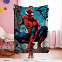 1pc Spider-Man Print Blanket,Retro Cartoon Style Throw Blanket,Cartoon Character Printed Blanket,All-Season Universal Nap Blanket,Character Home Decor Blanket,Modern Fashion Gift Suitable For Home Bedroom Bed Sofa Office Lunch Break Cover Picnic Blanket - 彩色 - 查看 3