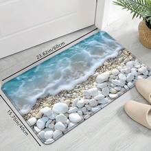 1 pieza/2PCS/3PCS Juego de Alfombras para Piso de Cocina, Estampado de Olas del Océano & Guijarros, Antideslizante & Absorbente de Agua, Suave & Cómodo, Fácil de Limpiar, Perfecto para la Decoración del Piso de la Cocina - Multicolor - Ver 15