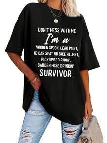 Nueva Camiseta de Verano para Mujer con Cuello Redondo, Top Básico Casual de Color Sólido Simple - Negro - Ver 1