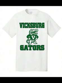 1 PcsVicksburg Gators Mascot 2 Color Large Print Design180g Cotton 100% - Black - View 9