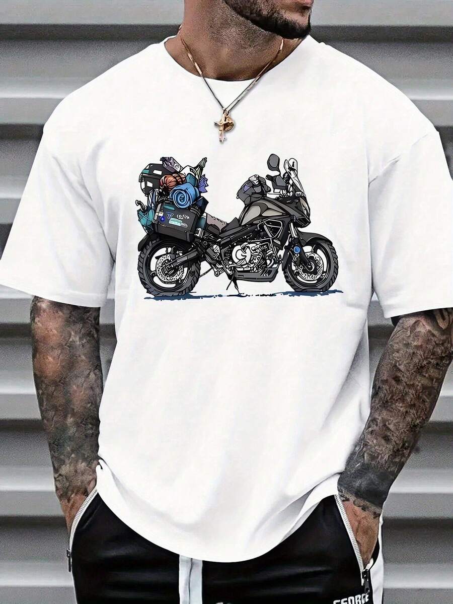 Fashionable Printed Short-Sleeved Shirt For Men - 白色 - 查看 1