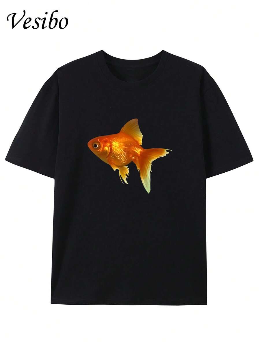 Creative And Fun T-Shirt With Round Neck And Graphic Design, Made Of Pure Fabric, Modern And Stylish For Summer, Perfect For Casual Everyday Wear - Black - View 1