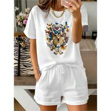 Women's 100% Casual Short Sleeve T-Shirt - Fashionable Printed Crew Neck Short Sleeve Tee, Breathable Machine Washable Fabric, Comfortable, Easy, And Stylish For Everyday Summer Wear. Perfect Gift. Relaxed Fit. Local Shipping. - 白色的 - 查看 8