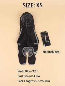 A Lightweight Polyester Dog Raincoat With Reflective Strips, Covering All Four Legs In Solid Black, Waterproof Pet Jacket Raincoat, Suitable For Small Teddy Dogs And Large Dogs To Wear Year-Round In Autumn (Not Suitable For Large Breeds) - Black - View 8