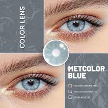 Lalens 2pcs/Pack 6-Month Disposable Blue Korean Design Fashion Y2K Colored Contact Lenses 14.2mm 8.6mm NVP HEMA 38% Water Content Natural Colored Soft Breathable Eye-Enlarging Effect Suitable For Light And Dark Eyes Daily Makeup Spring Party Birthday Gift Girls Students Back To School Beauty Contact Lenses - Blue - View 7