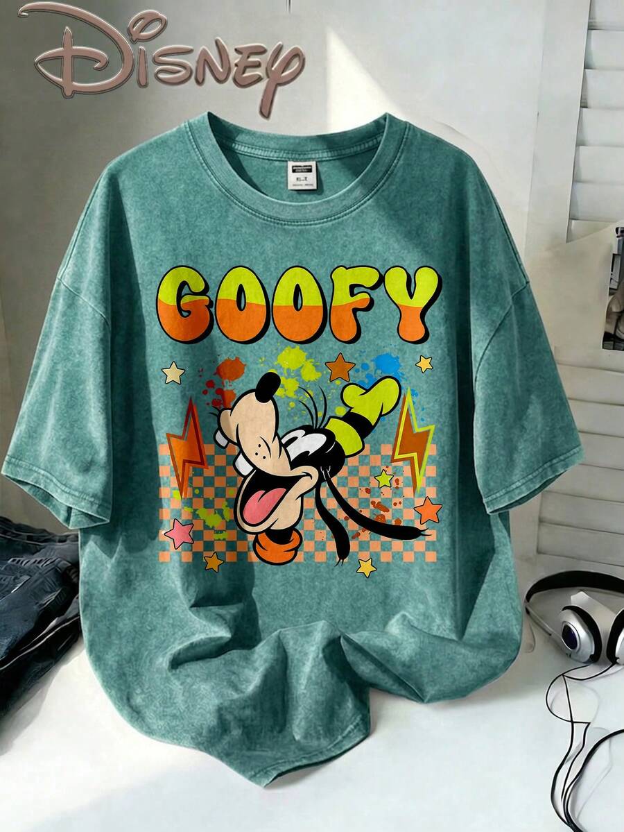 Disney Oversize Round Neck Washed T-Shirt With Disney Goofy Print, Disneyland, Disney Animal Kingdom, Disney Family Vacation Trip, Summer Outfits For Women, Vacation Outfits Women, Dresses,, Dresses For Women, Summer Clothes, Summer Tops, Capris For Women, Rompers For Women, Jeans For Women, Jorts, Graphic Tees Women, Tank Tops Women, Dresses For Women Summer, Summer Tops, Summer Clothes, Summer, Swimsuits For Woman, Bathing Suits For Women, Bikinis, White Tank Top, Women Sweatshirts & Hoodies, Cord Sets For Women, Trajes Elegantes De Mujer, Conjuntos De Dos Piezas Para Mujer, Skirt Two Piece Set, Conjuntos De Mujer, Blusas, Trajes De Mujer Casual, Free Shipping, Co Ords Sets Women, Faldas - 薄荷綠 - 查看 1