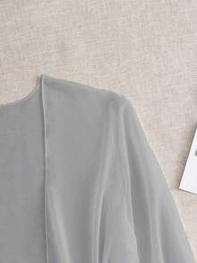 Swim  Kimono transparente de color liso para vacaciones en la playa - Gris - Ver 4