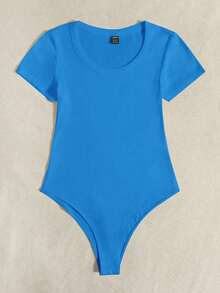 Body de punto acanalado sólido - Azul - Ver 4