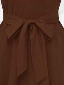 Mono informal sin mangas de unicolor para mujer - Café integral - Ver 5