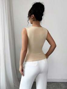 Camiseta de mujer elegante y romántica con perlas beige - Albaricoque - Ver 2