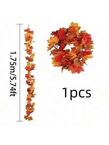 1-10 piezas de enredadera artificial de hojas de arce de otoño, planta falsa, decoración de otoño, hojas de enredadera adecuadas para Acción de Gracias, Halloween, vacaciones y decoración de bodas - Albaricoque - Ver 12