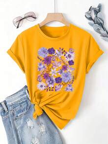 Camiseta Básica Diaria para Mujer, Cuello Redondo, Holgada y Cómoda, Manga Corta - Blanco - Ver 10