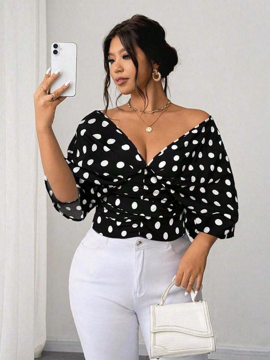 Vestido tipo camisa sin mangas a rayas azul de talla grande, cintura entallada, versátil y elegante - Negro - Ver 1