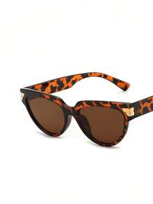 1 par de gafas de moda con marco ovalado grande para mujeres, minimalista y versátil - Multicolor - Ver 4