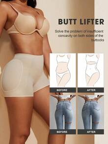 1 Piece Women's Seamless High Waist Shaping Shorts, Tummy Control Shapewear Underwear, Tight Shorts, Waist Trainer, Butt Pads, Shaping Pants - 白色 - 查看 6