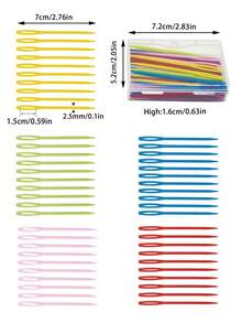 50 piezas Agujas de tejer de plástico de 7 cm, ojo súper grande de 2,5 mm, adecuado para varios hilos, sin necesidad de enhebrador, fácil para personas mayores. Viene con caja de almacenamiento transparente, a prueba de polvo y antiperidida, conveniente para tejer, coser, manualidades DIY, hacer muñecas y fijación temporal - Aguja de tejer de plástico de 7 cm - Ver 1