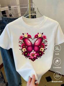 Camiseta de manga corta de moda para primavera y verano de 2026, hecha en México, 180 gramos. Estampado de dibujos animados, modelo de pareja, apta para uso interior o exterior. Cuello redondo, unisex, ideal para oficina y ocio. Paquete de una sola pieza.--100% algodón puro, corte holgado - Blanco - Ver 2