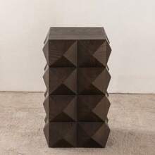 60 Cm High Retro-Style Wooden Side Table With A Three-Dimensional Embossed Pattern; No Assembly Required. - Brown - View 9
