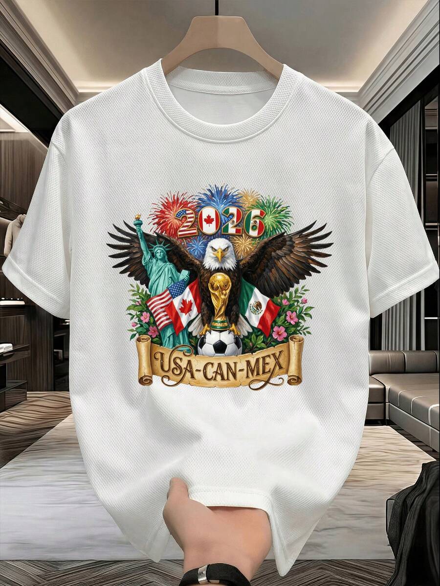 Mexico National Team 2026 Fan T-Shirt, Made Of Pure Cotton, Lightweight, Unisex For Teenagers And Adults, With A Urban Print, Suitable For Watching Games And Traveling. - 白色 - 查看 1