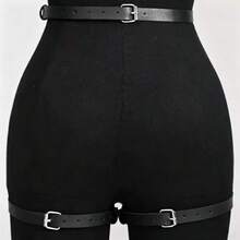 1 chiếc dây nịt tất bằng da PU màu nâu cà phê gợi cảm dành cho nữ, kiểu Gothic, phù hợp cho hộp đêm, tiệc rave, phong cách tối màu hoặc trang phục dự tiệc. - màu đen - Xem 3